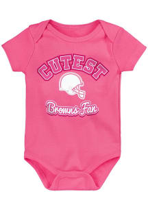 Cleveland Browns Baby Pink Cutest Fan Design Short Sleeve One Piece