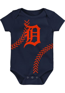 Detroit Tigers Baby Navy Blue Running Home Short Sleeve One Piece