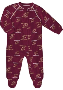 Cleveland Cavaliers Baby Maroon Coverall Zip Loungewear One Piece Pajamas