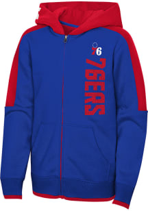Philadelphia 76ers Boys Blue Post Up Long Sleeve Full Zip Hooded Sweatshirt