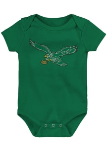 Philadelphia Eagles Baby Kelly Green Primary Logo Short Sleeve One Piece