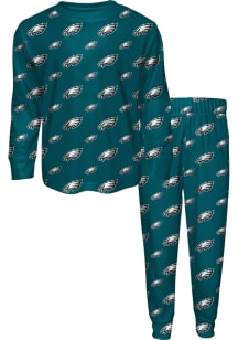 Philadelphia Eagles Boys All Over Logo Set PJ Set - Midnight Green