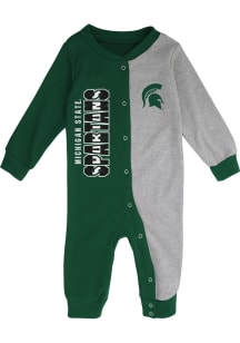 Michigan State Spartans Baby Green Mid Game Long Sleeve One Piece