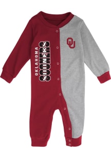 Oklahoma Sooners Baby Cardinal Coverall Half Time Long Sleeve One Piece