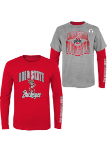 Brutus Buckeye  Outer Stuff Ohio State Buckeyes Youth Red Game Day 3-In-1 Long Sleeve T-Shirt