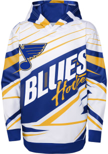 St Louis Blues Boys White Adept Quarterback Long Sleeve Hooded Sweatshirt