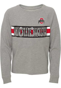 Ohio State Buckeyes Girls Grey All Striped Up Long Sleeve T-shirt