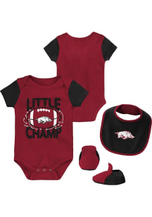 Arkansas Razorbacks Baby Cardinal Little Champ Booties Set One Piece with Bib