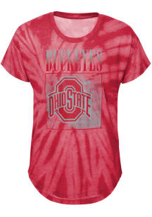 Ohio State Buckeyes Girls Red In The Band Tie-Dye Graphic Short Sleeve Fashion T-Shirt