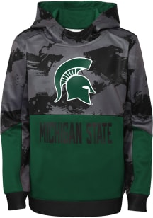 Michigan State Spartans Boys Green Covert Long Sleeve Performance Hooded Sweatshirt