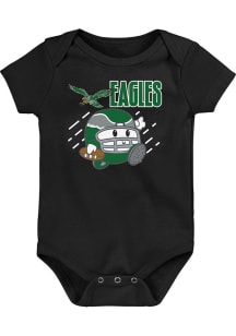 Philadelphia Eagles Baby Black Retro Poki Player Short Sleeve One Piece