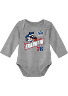 Franklin the Dog  Outer Stuff Philadelphia 76ers Baby Grey Heat Style Long Sleeve One Piece