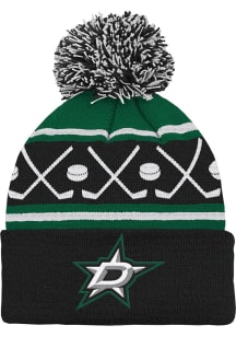 Dallas Stars Hockey Cuff Pom Baby Knit Hat - Black