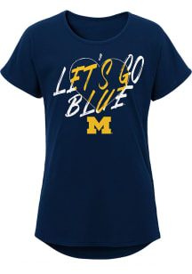 Michigan Wolverines Girls Blue Slogan Heart Short Sleeve Tee