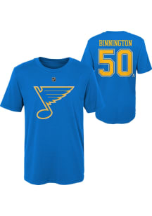 Jordan Binnington  St Louis Blues Boys Light Blue Flat Third Logo NN Short Sleeve T-Shirt