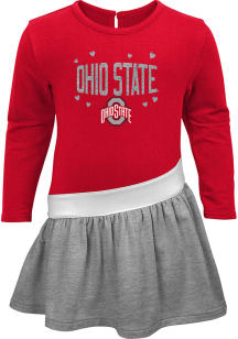 Ohio State Buckeyes Toddler Red Heart To Heart Long Sleeve Dress