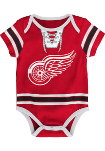 Detroit Red Wings Baby Red Hockey Pro Blank Design Short Sleeve One Piece