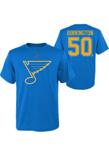 Jordan Binnington St Louis Blues Youth Light Blue Flat Third NN Player Tee