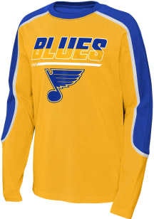 St Louis Blues Boys Blue Pro Assist Long Sleeve Fashion T-Shirt