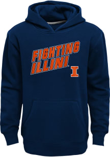 Illinois Fighting Illini Youth Navy Blue Team Spirit Fleece Hood Long Sleeve Hoodie