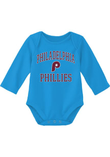 Philadelphia Phillies Baby Light Blue Coop Classic Long Sleeve One Piece