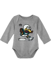 Swoop  Outer Stuff Philadelphia Eagles Baby Grey Sizzle Long Sleeve One Piece