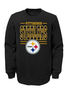 Pittsburgh Steelers Boys Black Winning Streak Long Sleeve Crew Sweatshirt
