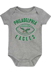Philadelphia Eagles Baby Grey Retro Little Kicker Short Sleeve One Piece