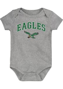 Philadelphia Eagles Baby Grey Retro Arched Logo Short Sleeve One Piece