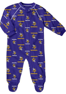 Minnesota Vikings Baby Purple All Over Raglan Design Loungewear One Piece Pajamas