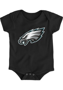 Philadelphia Eagles Baby Black Primary Logo Short Sleeve One Piece