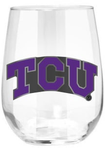 TCU Horned Frogs 15oz Emblem Stemless Wine Glass - Purple