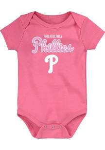 Philadelphia Phillies Baby Pink Big Game Design Short Sleeve One Piece