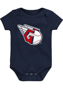 Cleveland Guardians Baby Navy Blue Logo One Piece Short Sleeve One Piece