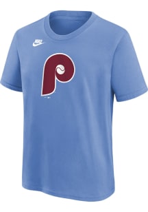 Nike Philadelphia Phillies Youth Light Blue Cooperstown Team Logo Short Sleeve T-Shirt