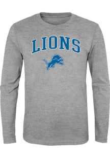 Detroit Lions Boys Grey Arched Logo Long Sleeve T-Shirt