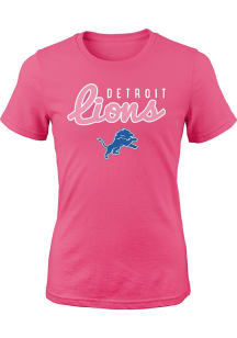Detroit Lions Girls Pink Big Game Graphic Short Sleeve Tee