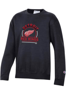 Champion Detroit Red Wings Youth Black Hockey Puck Long Sleeve Crew Sweatshirt