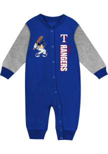 Texas Rangers Baby Blue The Playmaker Design Long Sleeve One Piece