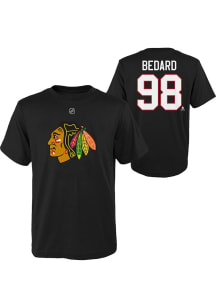 Connor Bedard Chicago Blackhawks Youth Black Flat NN Player Tee
