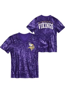 Minnesota Vikings Womens Sequin Fashion Football Jersey - Purple