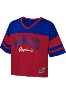Kansas Jayhawks Girls Blue Play Maker Style Short Sleeve Fashion T-Shirt