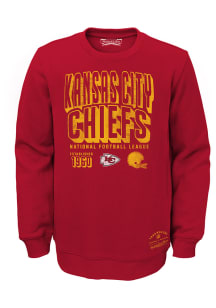 Mitchell and Ness Kansas City Chiefs Youth Red Grandstand Play Long Sleeve Crew Sweatshirt