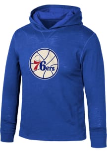 Mitchell and Ness Philadelphia 76ers Youth Blue Legendary Slub Hooded Long Sleeve T-Shirt