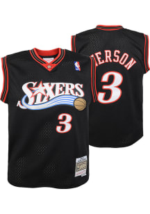 Allen Iverson  Mitchell and Ness Philadelphia 76ers Boys Black Swingman Road Basketball Jersey