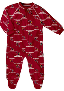 Arizona Cardinals Baby Cardinal All Over Raglan Design Loungewear One Piece Pajamas