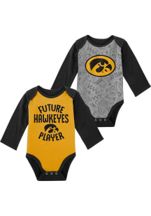 Iowa Hawkeyes Baby Black Play Time 2pk LS One Piece