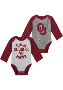 Oklahoma Sooners Baby Cardinal Play Time 2pk LS One Piece