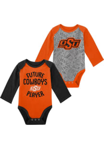 Oklahoma State Cowboys Baby Orange Play Time 2pk LS One Piece