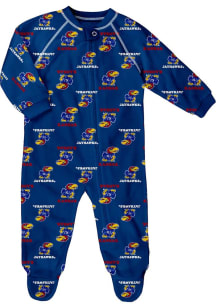 Kansas Jayhawks Baby Blue All Over Raglan Loungewear One Piece Pajamas